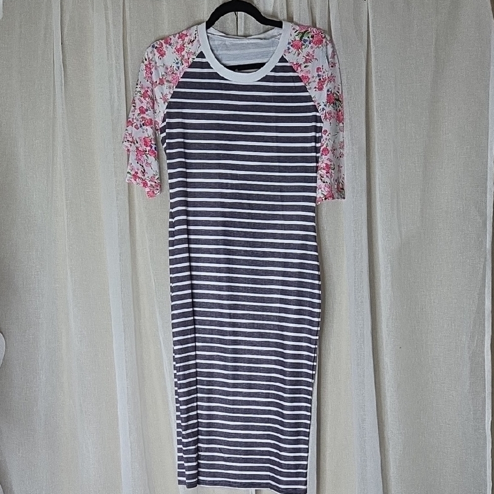 Striped and Floral Women's Dress